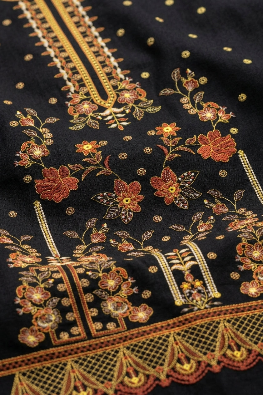 SALAQH Premium Unstitched 3 Piece Suit Lawn/Cotton